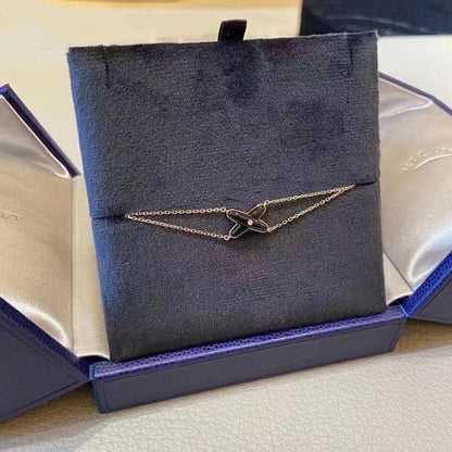 [Riva Jewelry ]JEUX BRACELET ONYX PINK GOLD 1 DIAMOND