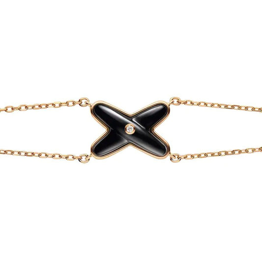 [Riva Jewelry]JEUX ARMBAND ONYX ROSÉGOLD 1 DIAMANT