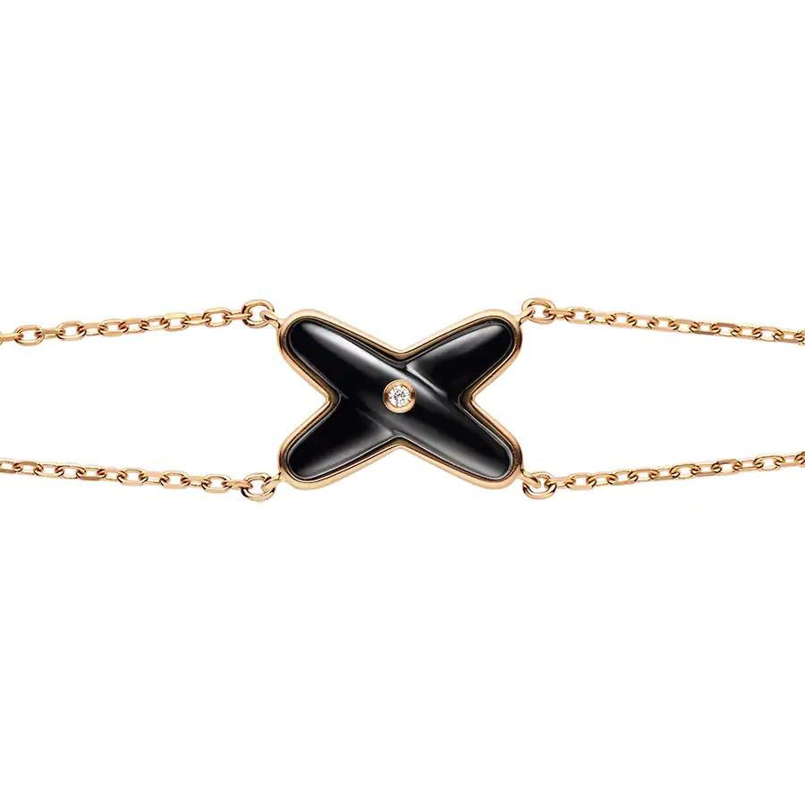 [Riva Jewelry ]JEUX BRACELET ONYX PINK GOLD 1 DIAMOND