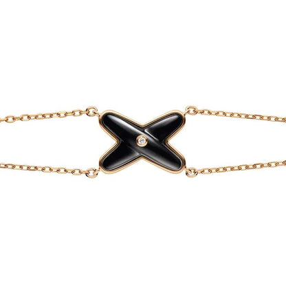 [Riva Jewelry ]JEUX BRACELET ONYX PINK GOLD 1 DIAMOND
