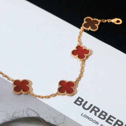 [Riva Jewelry ] CLOVER 5 MOTIF RED CORNELIAN BRACELET COLLECTION