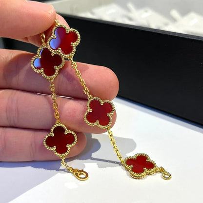 [Riva Jewelry]LUCKY CLOVER 5-MOTIV ARMBAND - RED CARNELIAN KOLLEKTION