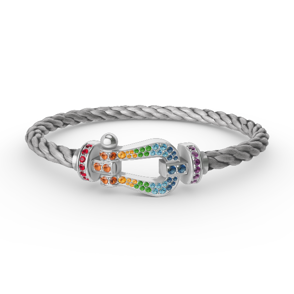 [Riva Jewelry]ARMBAND "FORCE LARGE HORSESHOE" MIT FARBIGEN DIAMANTEN - WEISSGOLD