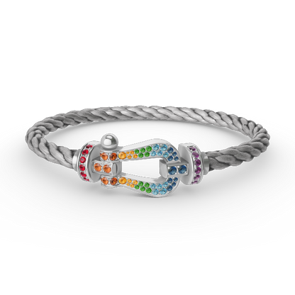 [Riva Jewelry]ARMBAND "FORCE LARGE HORSESHOE" MIT FARBIGEN DIAMANTEN - WEISSGOLD