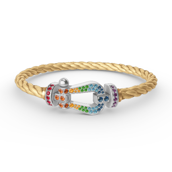 [Riva Jewelry]ARMBAND "FORCE LARGE HORSESHOE" MIT FARBIGEN DIAMANTEN - WEISSGOLD
