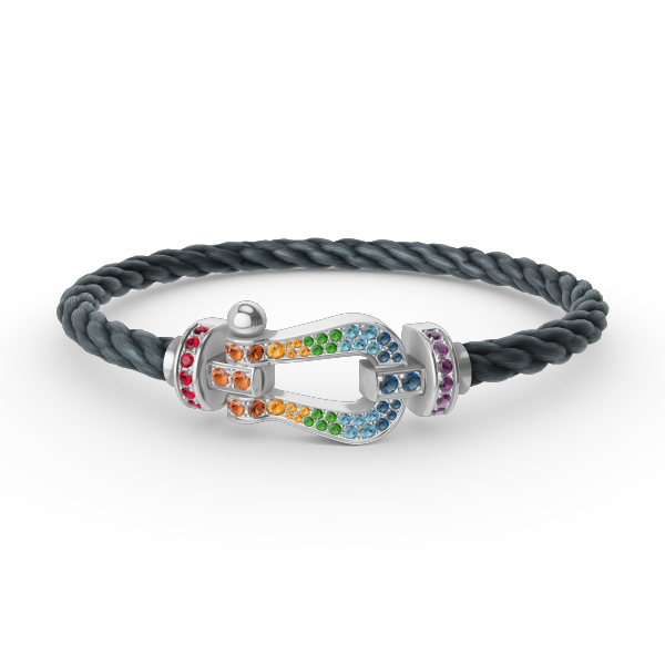 [Riva Jewelry]ARMBAND "FORCE LARGE HORSESHOE" MIT FARBIGEN DIAMANTEN - WEISSGOLD