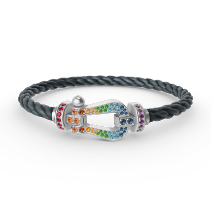 [Riva Jewelry]ARMBAND "FORCE LARGE HORSESHOE" MIT FARBIGEN DIAMANTEN - WEISSGOLD
