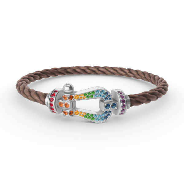 [Riva Jewelry]ARMBAND "FORCE LARGE HORSESHOE" MIT FARBIGEN DIAMANTEN - WEISSGOLD