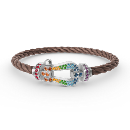 [Riva Jewelry]ARMBAND "FORCE LARGE HORSESHOE" MIT FARBIGEN DIAMANTEN - WEISSGOLD