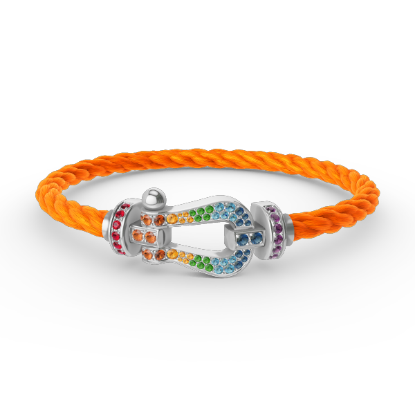 [Riva Jewelry]ARMBAND "FORCE LARGE HORSESHOE" MIT FARBIGEN DIAMANTEN - WEISSGOLD