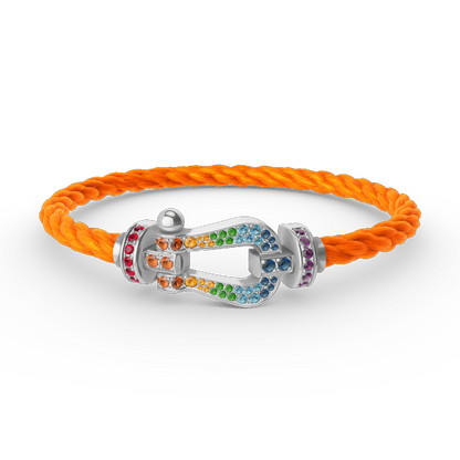 [Riva Jewelry]ARMBAND "FORCE LARGE HORSESHOE" MIT FARBIGEN DIAMANTEN - WEISSGOLD