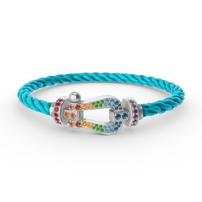 [Riva Jewelry]ARMBAND "FORCE LARGE HORSESHOE" MIT FARBIGEN DIAMANTEN - WEISSGOLD