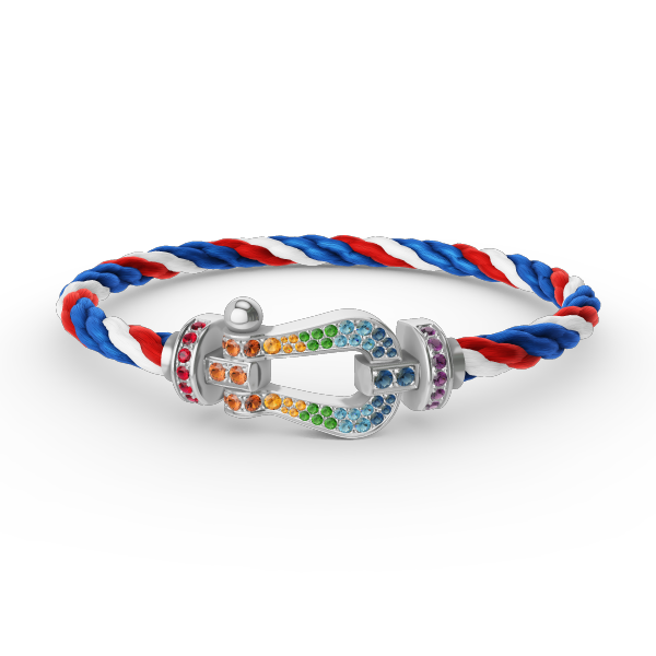 [Riva Jewelry]ARMBAND "FORCE LARGE HORSESHOE" MIT FARBIGEN DIAMANTEN - WEISSGOLD