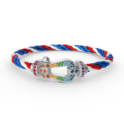 [Riva Jewelry]ARMBAND "FORCE LARGE HORSESHOE" MIT FARBIGEN DIAMANTEN - WEISSGOLD