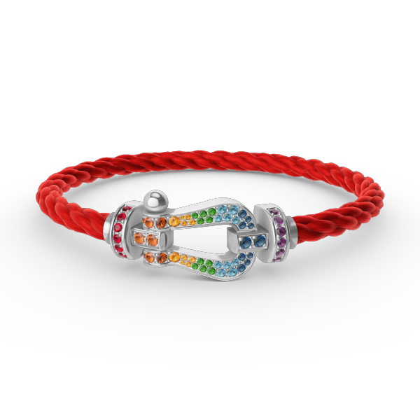 [Riva Jewelry]ARMBAND "FORCE LARGE HORSESHOE" MIT FARBIGEN DIAMANTEN - WEISSGOLD
