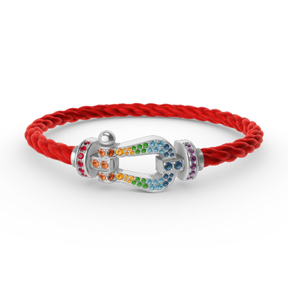 [Riva Jewelry]ARMBAND "FORCE LARGE HORSESHOE" MIT FARBIGEN DIAMANTEN - WEISSGOLD