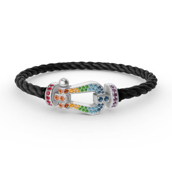[Riva Jewelry]ARMBAND "FORCE LARGE HORSESHOE" MIT FARBIGEN DIAMANTEN - WEISSGOLD
