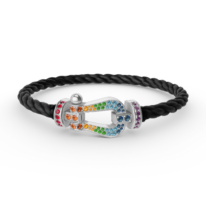 [Riva Jewelry]ARMBAND "FORCE LARGE HORSESHOE" MIT FARBIGEN DIAMANTEN - WEISSGOLD