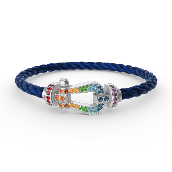 [Riva Jewelry]ARMBAND "FORCE LARGE HORSESHOE" MIT FARBIGEN DIAMANTEN - WEISSGOLD