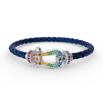 [Riva Jewelry]ARMBAND "FORCE LARGE HORSESHOE" MIT FARBIGEN DIAMANTEN - WEISSGOLD
