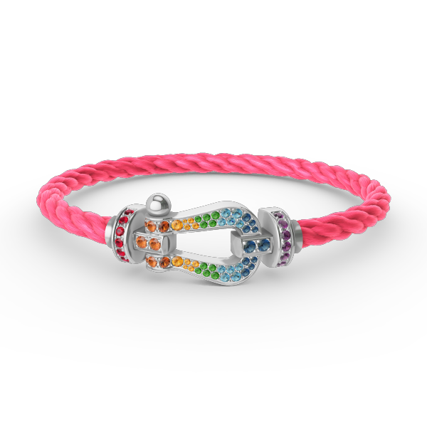 [Riva Jewelry]ARMBAND "FORCE LARGE HORSESHOE" MIT FARBIGEN DIAMANTEN - WEISSGOLD