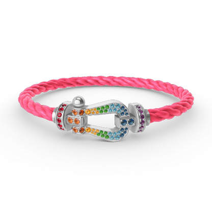 [Riva Jewelry]ARMBAND "FORCE LARGE HORSESHOE" MIT FARBIGEN DIAMANTEN - WEISSGOLD