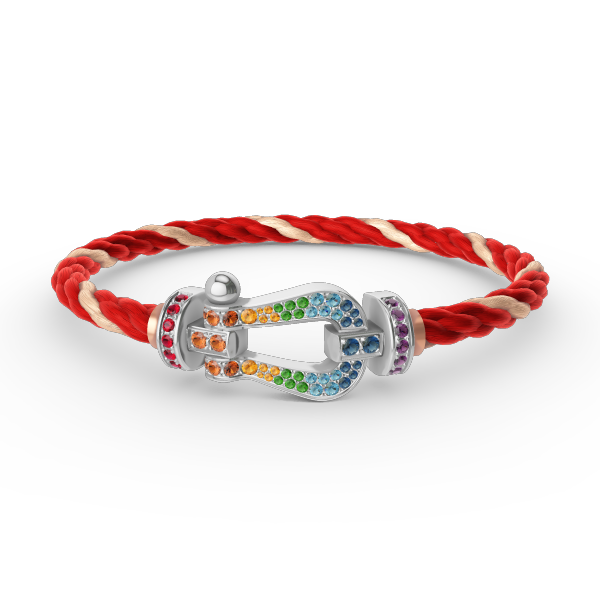[Riva Jewelry]ARMBAND "FORCE LARGE HORSESHOE" MIT FARBIGEN DIAMANTEN - WEISSGOLD