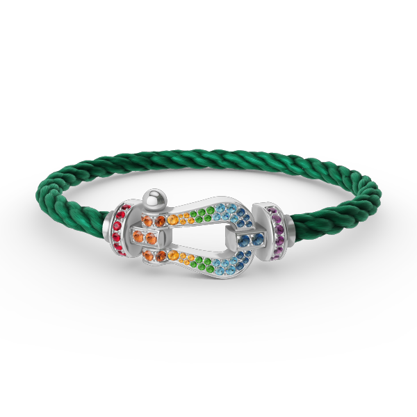 [Riva Jewelry]ARMBAND "FORCE LARGE HORSESHOE" MIT FARBIGEN DIAMANTEN - WEISSGOLD