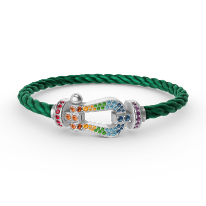 [Riva Jewelry]ARMBAND "FORCE LARGE HORSESHOE" MIT FARBIGEN DIAMANTEN - WEISSGOLD