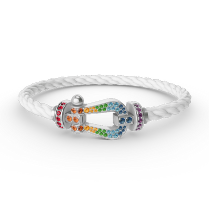 [Riva Jewelry]ARMBAND "FORCE LARGE HORSESHOE" MIT FARBIGEN DIAMANTEN - WEISSGOLD
