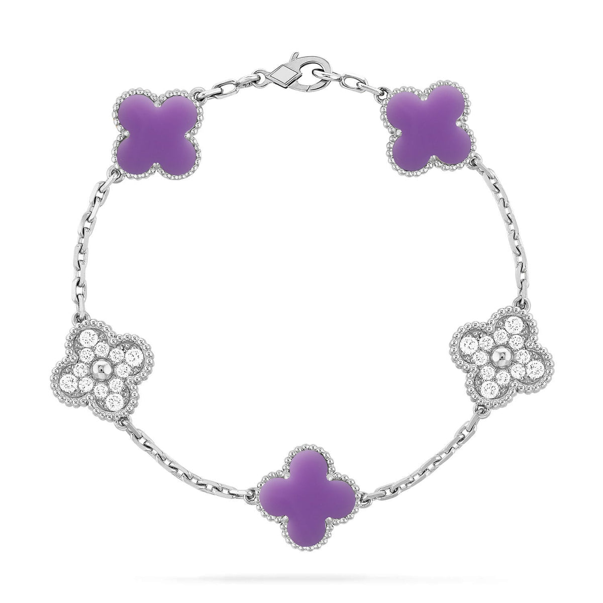 [Riva Jewelry ]CLOVER 5 MOTIF LIGHT PURPLE BRACELET COLLECTION
