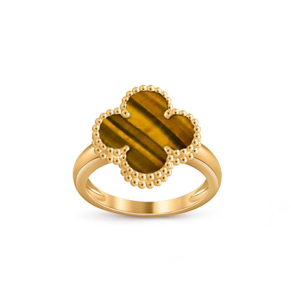 [Riva Jewelry]Glücks-Klee-Goldring-Kollektion im Vintage-Stil