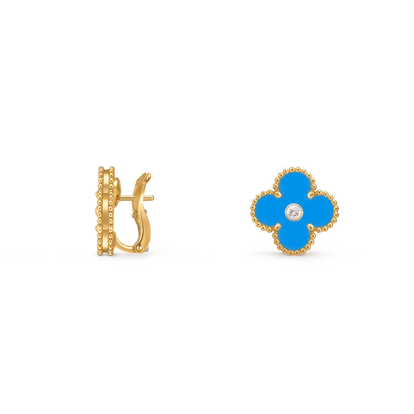 [Riva Jewelry]15MM クローバー フラワースタッドピアス ダイヤモンド-ゴールドコレクション