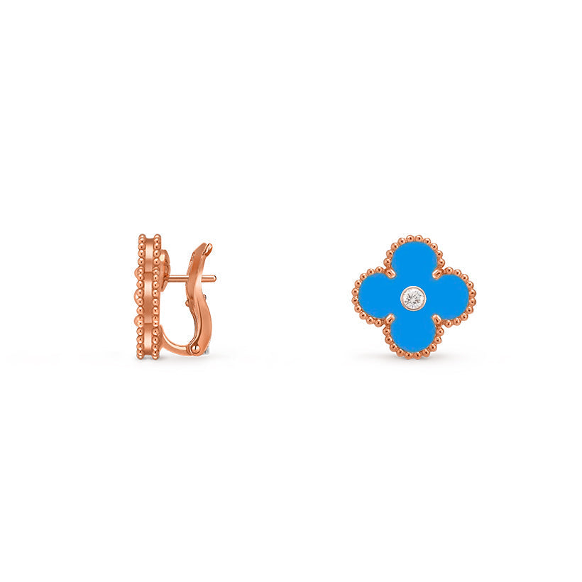 [Riva Jewelry]15MM KLEEBBLUMEN-OHRSTECKER DIAMOND-ROSE GOLD KOLLEKTION