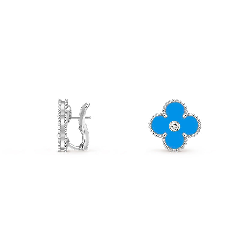 [Riva Schmuck]15MM KLEEBLUMEN-OHRSTECKER DIAMANT-WEISSGOLD-KOLLEKTION