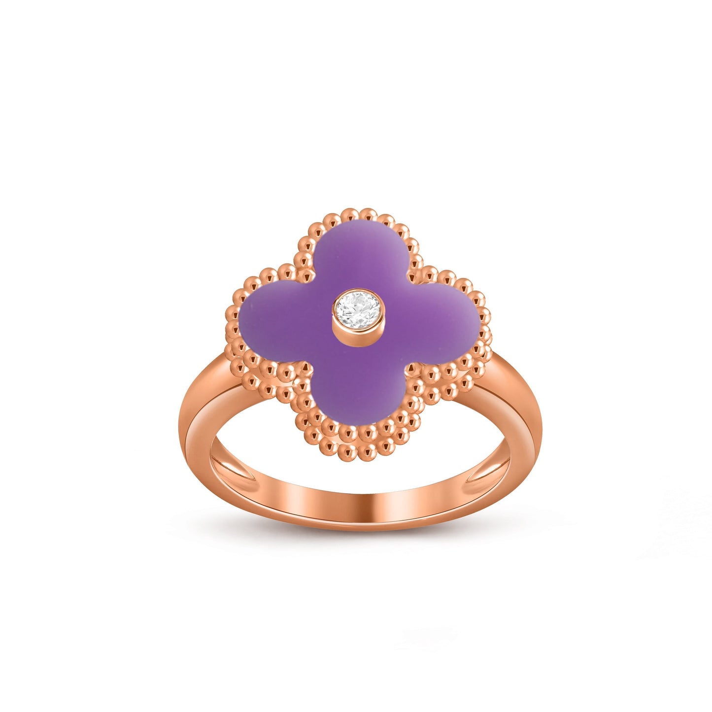 [Riva Jewelry]Glücks-Klee Diamant-Akzent-Roségoldring-Kollektion