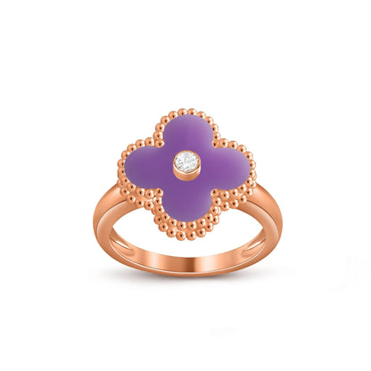 [Riva Jewelry]Glücks-Klee Diamant-Akzent-Roségoldring-Kollektion