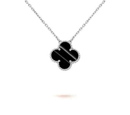 [Riva Jewelry]15MM CLOVER FLOWER PENDANT NECKLACE WHITE GOLD COLLECTION