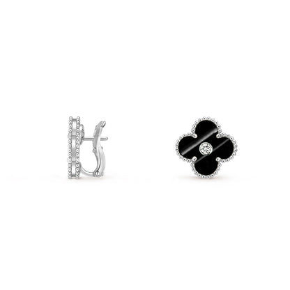 [Riva Schmuck]15MM KLEEBLUMEN-OHRSTECKER DIAMANT-WEISSGOLD-KOLLEKTION