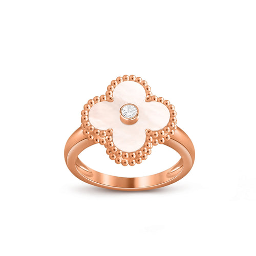 [Riva Jewelry]Glücks-Klee Diamant-Akzent-Roségoldring-Kollektion