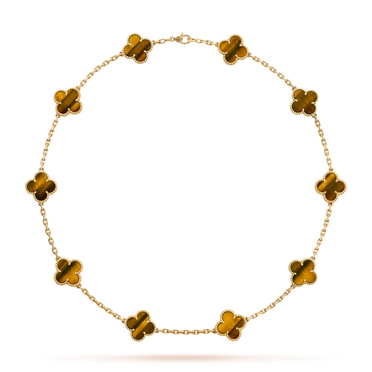 [Riva Jewelry ]CLOVER 10 MOTIFS TIGER EYE NECKLACE