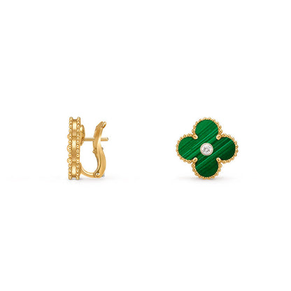 [Riva Jewelry]15MM クローバー フラワースタッドピアス ダイヤモンド-ゴールドコレクション