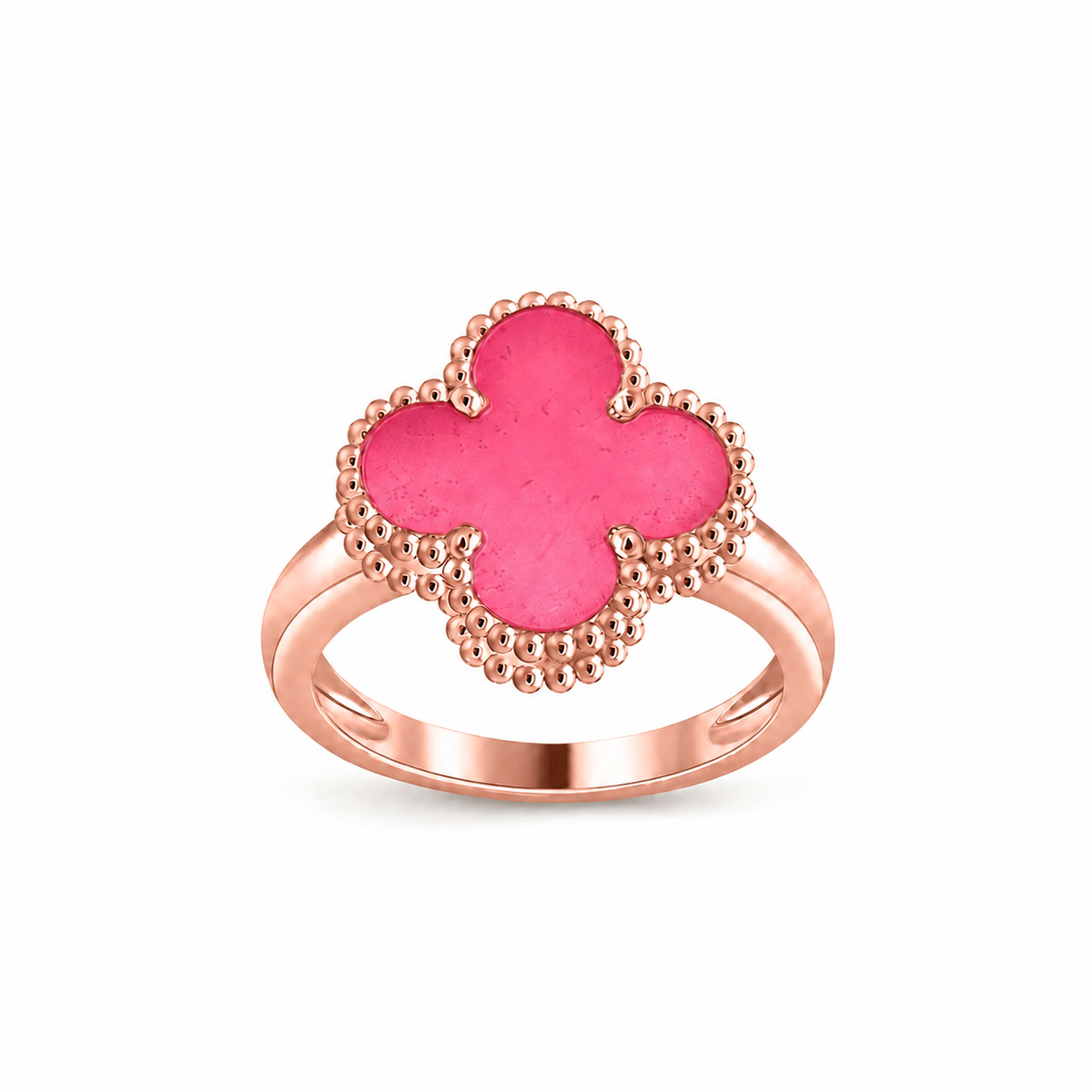 [Riva  Jewelry]NEW CLOVER PINK ENAMEL RINGS