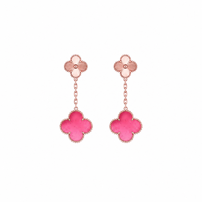 [Riva  Jewelry]NEW CLOVER 2 MOTIF PINK ENAMEL EARRINGS