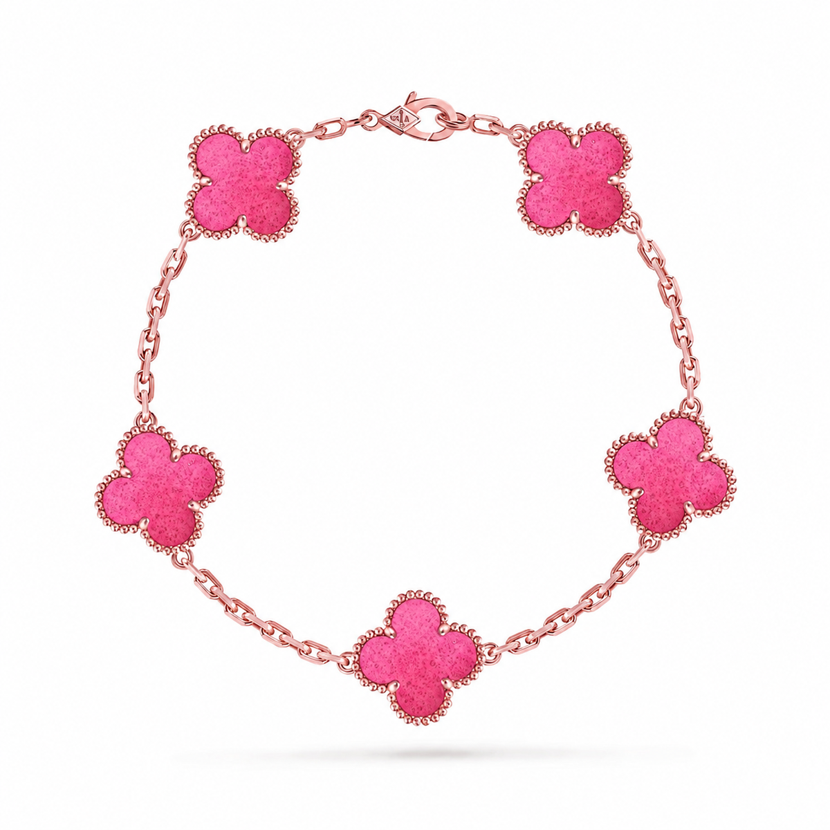 [Riva  Jewelry]NEW CLOVER 5 MOTIFS PINK ENAMEL BRACELET