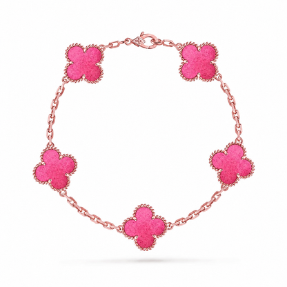 [Riva  Jewelry]NEW CLOVER 5 MOTIFS PINK ENAMEL BRACELET