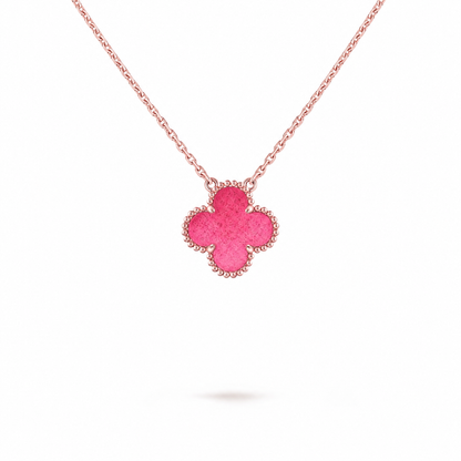 [Riva  Jewelry] NEW CLOVER 15MM PINK ENAMEL NECKLACE