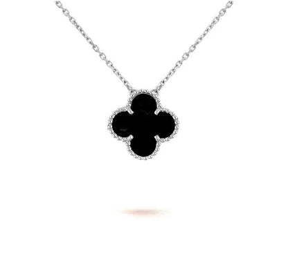 [Riva Jewelry]15MM CLOVER FLOWER PENDANT NECKLACE WHITE GOLD COLLECTION