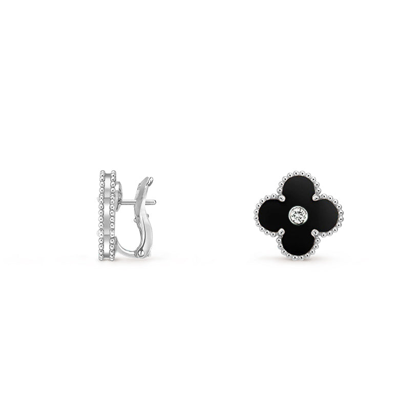 [Riva Schmuck]15MM KLEEBLUMEN-OHRSTECKER DIAMANT-WEISSGOLD-KOLLEKTION