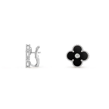 [Riva Schmuck]15MM KLEEBLUMEN-OHRSTECKER DIAMANT-WEISSGOLD-KOLLEKTION